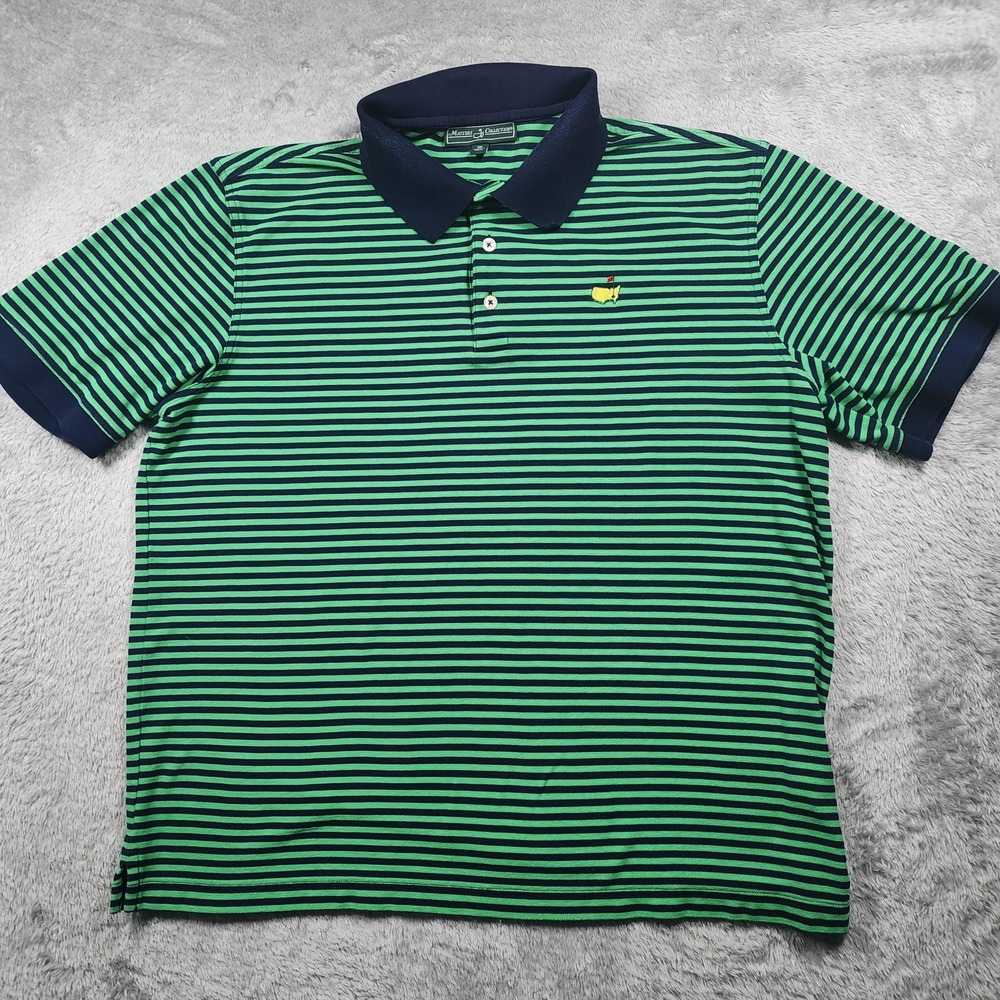 Masters Collection Polo Shirt Mens XL Green Navy Stripe Masters Golf Pima Cotton - Picture 6 of 11